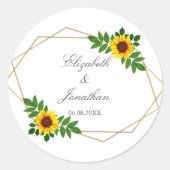 Zonnebloem Geometric Wedding Ronde Sticker (Voorkant)