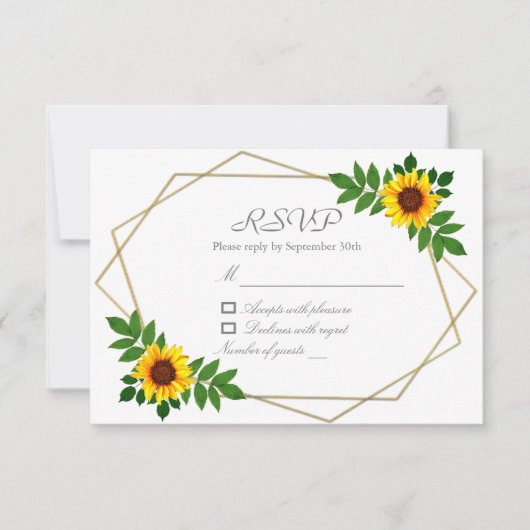 Zonnebloem Geometric Wedding RSVP Kaartje (Voorkant)
