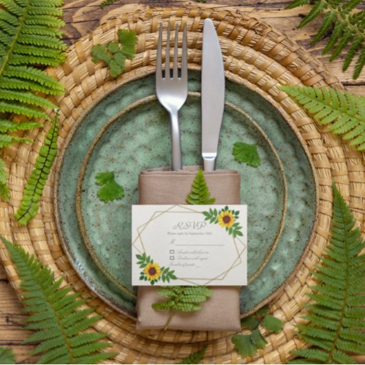 Zonnebloem Geometric Wedding RSVP Kaartje