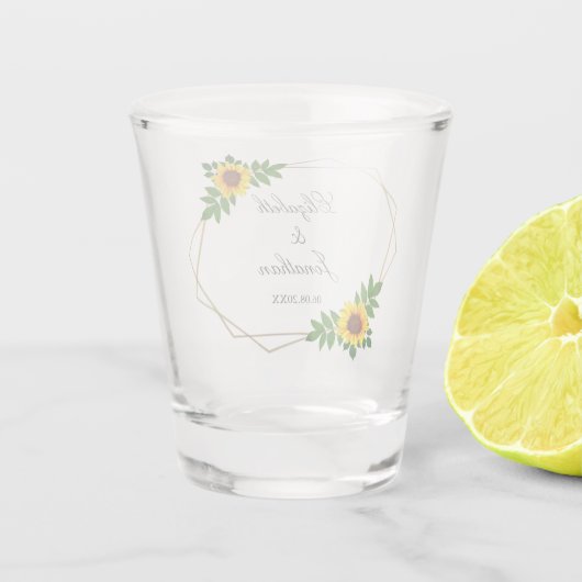 Zonnebloem Geometric Wedding Shot Glas (Achterkant)