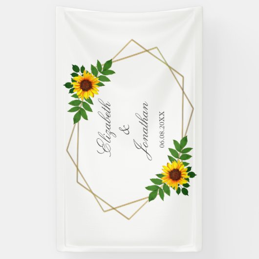 Zonnebloem Geometric Wedding Spandoek (Verticaal)
