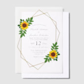 Zonnebloem Geometric Wedding Vellum Uitnodigingen (Offset)