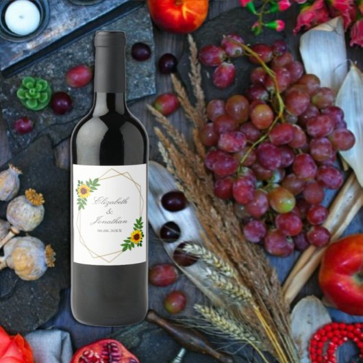 Zonnebloem Geometric Wedding Wijn Etiket