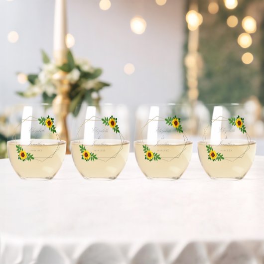 Zonnebloem Geometric Wedding Wijnglas Zonder Voet (Insitu (Huwelijk))