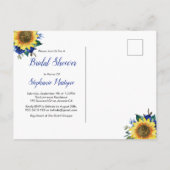 Zonnebloem Geometrisch Blauw Bloemen Vrijgezellenf Uitnodiging Briefkaart (Achterkant)