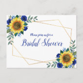 Zonnebloem Geometrisch Blauw Bloemen Vrijgezellenf Uitnodiging Briefkaart (Voorkant)