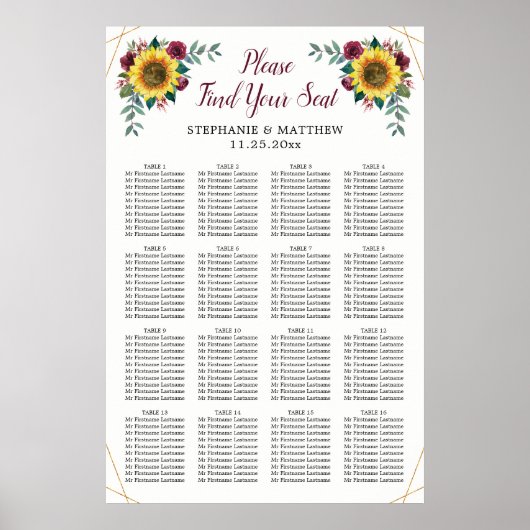 Zonnebloem Geometrisch Poster (Voorkant)