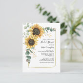 Zonnebloem Geometrisch script Floral Vrijgezellenf Uitnodiging Briefkaart (Staand voorkant)