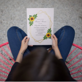 Zonnebloem Geometrisch Vrijgezellenfeest Folie Uitnodiging