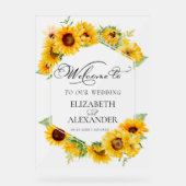Zonnebloem geometrische bruiloft welkom acryl bord (Voorkant)