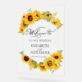 Zonnebloem geometrische bruiloft welkom acryl bord (Hoek)
