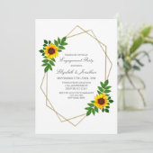 Zonnebloem Geometrische Engagement Party Kaart (Staand voorkant)