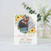 Zonnebloem Geometrische foto Sla de datum op Feestdagenkaart (Staand voorkant)