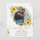 Zonnebloem Geometrische foto Sla de datum op Feestdagenkaart (Voorkant / Achterkant)