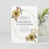 Zonnebloem Geometrische herdenking van het leven Kaart (Staand voorkant)