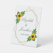 Zonnebloem Geometrische Trouwdag Reclamebord Met Voetstuk (Voorkant)