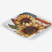 Zonnebloem gepersonaliseerd 4 juli papieren bordje (Gebogen)