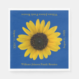 Zonnebloem gepersonaliseerd blauw evenement servet