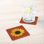 Zonnebloem gepersonaliseerd rood evenement kartonnen onderzetters (Insitu)