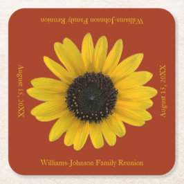 Zonnebloem gepersonaliseerd rood evenement kartonnen onderzetters