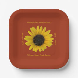 Zonnebloem gepersonaliseerd rood evenement papieren bordje