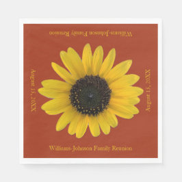 Zonnebloem gepersonaliseerd rood evenement servet