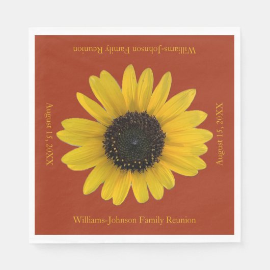Zonnebloem gepersonaliseerd rood evenement servet (Voorkant)