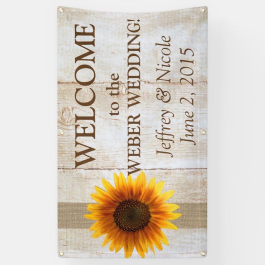 Zonnebloem gepersonaliseerde aangepaste bruiloft b spandoek (Verticaal)
