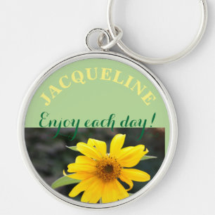 Zonnebloem gepersonaliseerde naam sleutelhanger