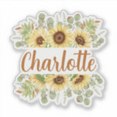 Zonnebloem gepersonaliseerde naam Sticker (Voorkant)