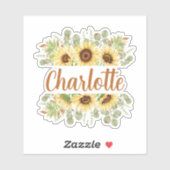 Zonnebloem gepersonaliseerde naam Sticker (Vel)