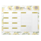 Zonnebloem gepersonaliseerde weekplanner notitieblok (Voorkant)