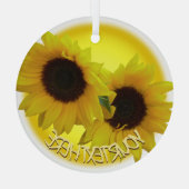 Zonnebloem Gepersonaliseerde zonnebloemschenken Glas Ornament (Achterkant)