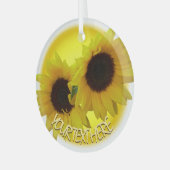 Zonnebloem Gepersonaliseerde zonnebloemschenken Glas Ornament (Voorkant links)