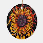 Zonnebloem, geplateerd keramisch ornament (Links)