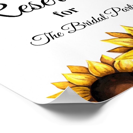 Zonnebloem Gereserveerd Witte Gele Teken Poster (Hoek)