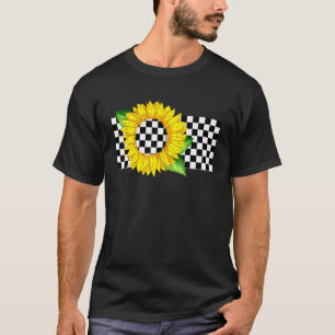 Zonnebloem Geruite Vlag Horizontale Checker Racen T-shirt