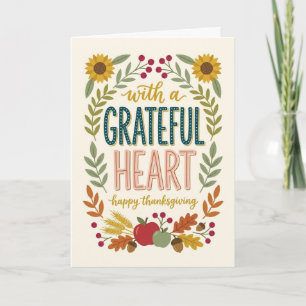 Zonnebloem Geschenk Dankbaar Hart Herfst Thanksgiv Kaart