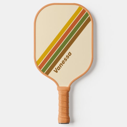 Zonnebloem gestreept met naam pickleball paddle (Voorkant)