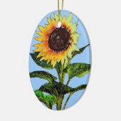 Zonnebloem, geverfd keramisch ornament (Links)