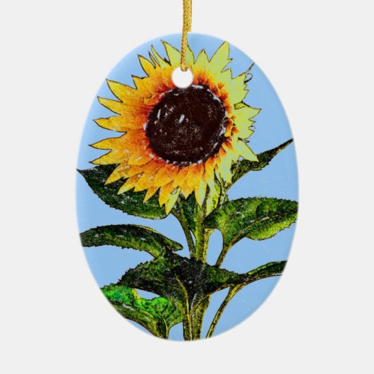 Zonnebloem, geverfd keramisch ornament (Voorkant)