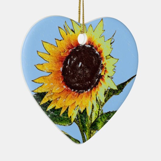 Zonnebloem, geverfd keramisch ornament (Rechts)