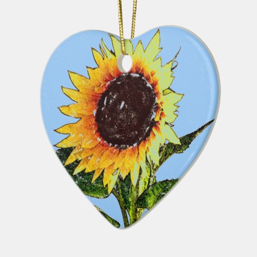 Zonnebloem, geverfd keramisch ornament (Links)