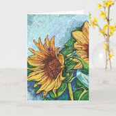 Zonnebloem Gevouwen blanco Wenskaart Kaart (Gele Bloem)