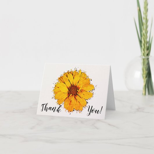 Zonnebloem Gevouwen Hartelijk dank Bedankkaart (Voorkant)