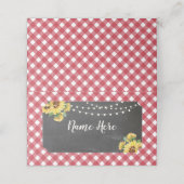 Zonnebloem Gevouwen Naam Kaarten Bruiloft Rood Wit Plaatskaartje (Buitenkant ongevouwen)