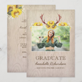 Zonnebloem gewei rustieke foto Afstuderen Kaart