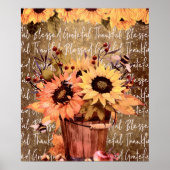 Zonnebloem Gezegelde Gratitude-Thanksgiving Poster (Voorkant)