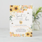 Zonnebloem, gezoet als Baby shower van bijen Kaart (Staand voorkant)