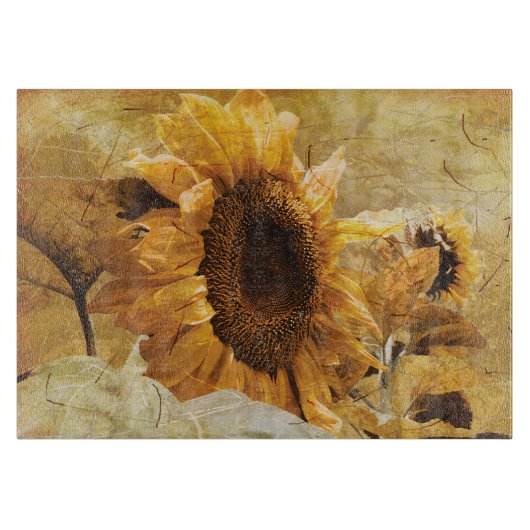 Zonnebloem Giant Yellow  Rustic Art Textuur Snijplank (Voorkant)